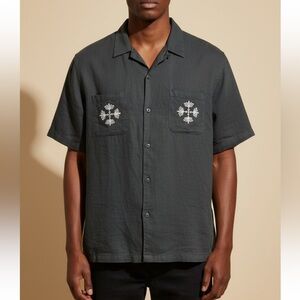 PacSun Charcoal Men's Shirt with White Embroidery